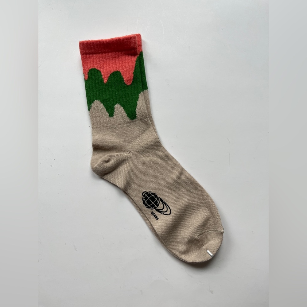 Vibrant Green and Pink Socks